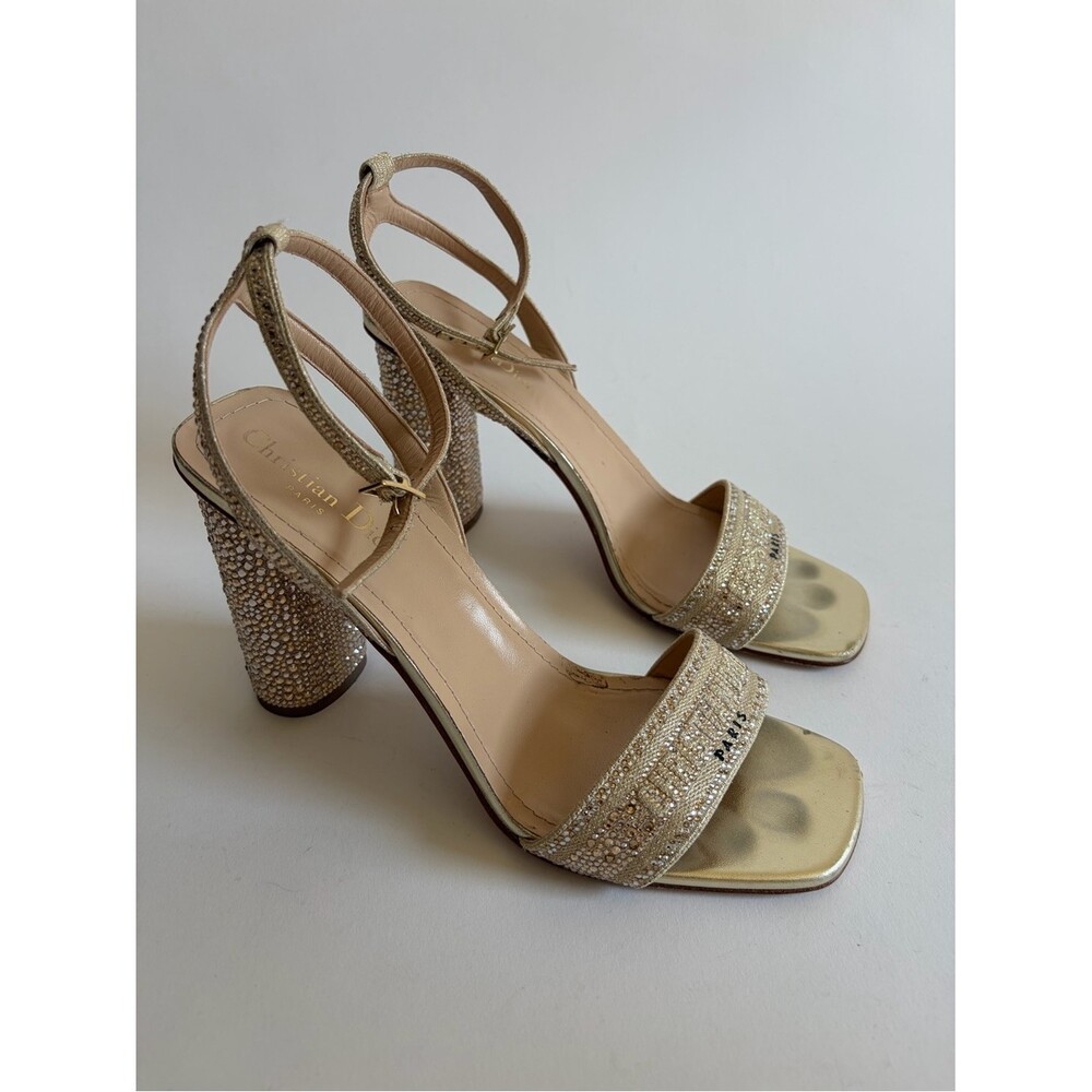 Christian Dior Dway Gold Crystals Sandal Heels - Picture 5 of 13